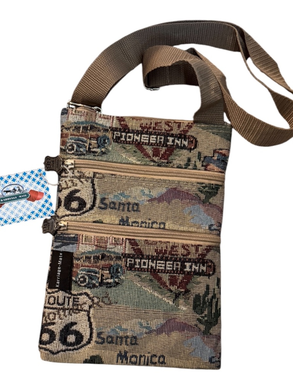 Karriage-Mate Route 66 Woven Crossbody Travel Organizer Bag